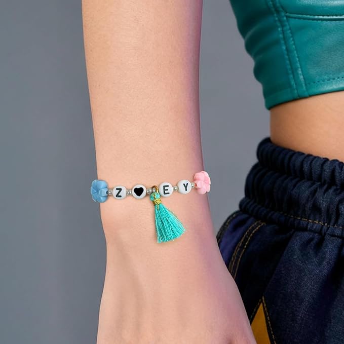 foci cozi DIY Kpop Beads for Bracelets Making Kit,Girls Friendship Bracelet Jewelry Making Kit,Rubber Band Charm Bracelet Making Kit