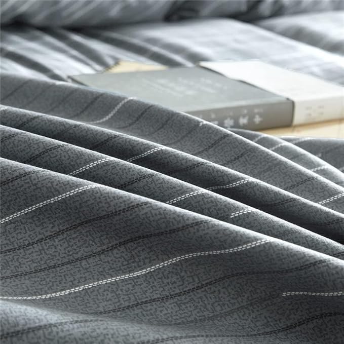 Striped Comforter Twin XL Modern Style Grey Geometric Striped Pattern Comforter Set for Men Boys Soft Fluffy College Dorm Striped Bedding Comforter with 2 Pillowcases All Season Twin XL Comforter Set