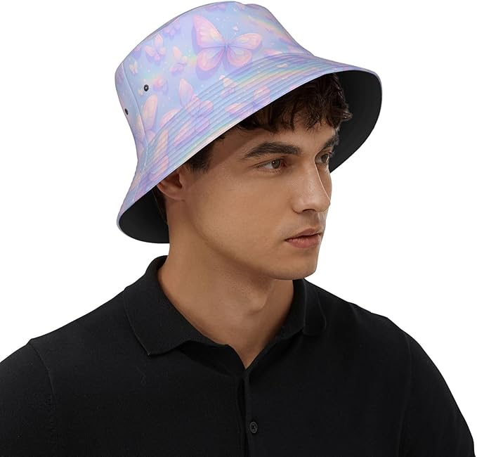 Christmas Navy Blue Tree Bucket Hat Novelty Sun Hats Trendy Fisherman Cap for Men and Women