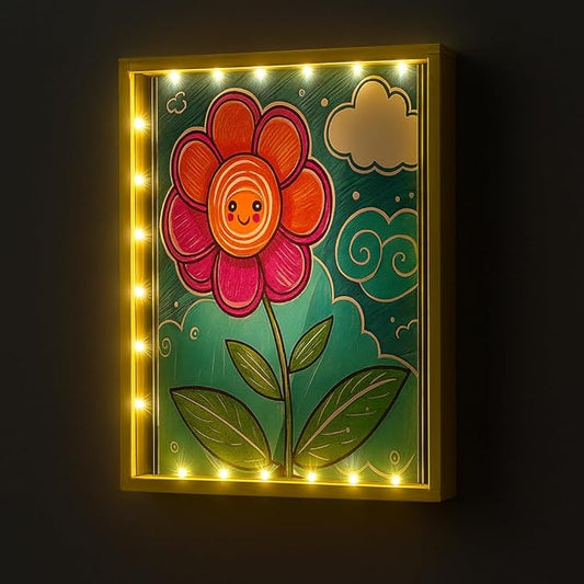Artwork Shadow Box with LED Light, Changeable Photo Album Display & Storage Frame, Dried Flowers Display Shadow Box, Wall-mounted & TabletopGrass Green