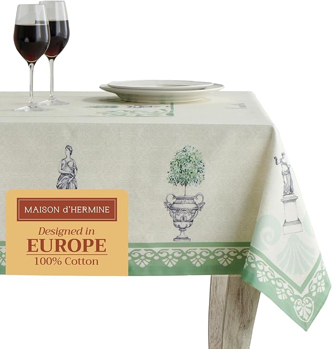 Maison d' Hermine Table Cloth Rectangle Table 100% Cotton 60 x 108 Inches Tablecloth Reusable Decorative for Dining Room, Farmhouse, Home, Party, Festive & Wedding Spring Summer - Jardin Du Roy