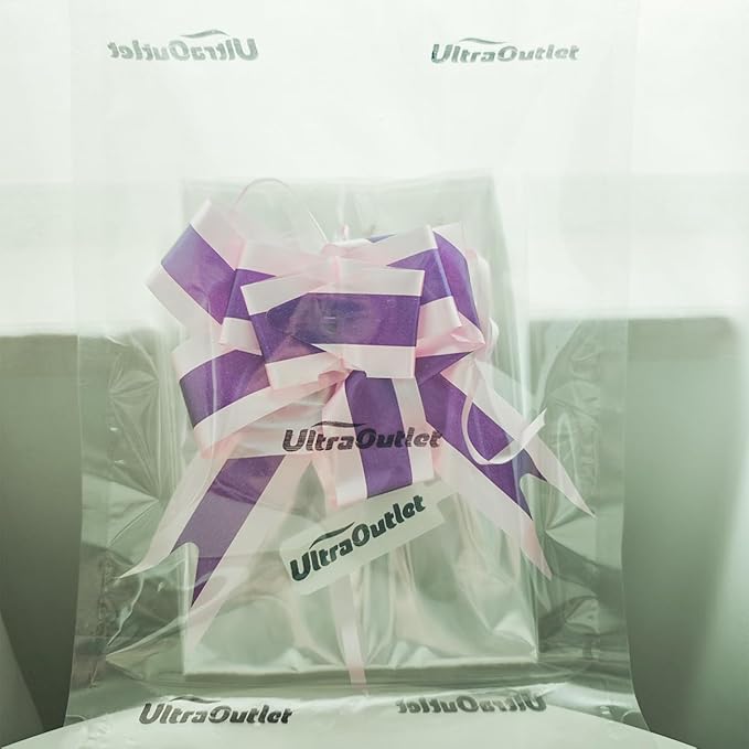 50 Packs Large Cellophane Bags 18" X 24" Clear Cellophane Gift Basket Wraps 2.3 Mil Thick Transparent Cello Bags for Basket, 50ct Ribbon Bows UltraOutlet Ribbons and Bows, not of Paper, for Gift Wrapping