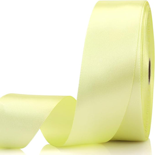 1-1/2 Inch 60 Yards Rice Yellow Solid Satin Ribbon for Gift Wrapping,Craft Floral Bouquets,Wedding Party,Timeless Flower,Decoration Floral Hair,Balloons