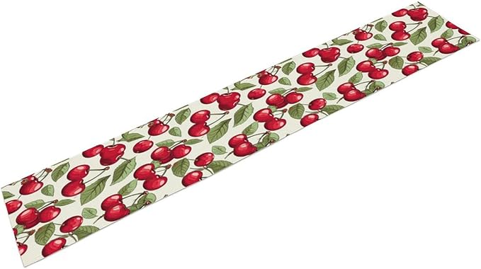 Cherry Table Runner,Spring Summer Fruit Tropical Birthday Party Decorations Dining Room Home Kitchen Table Decor 13 x 108Inch