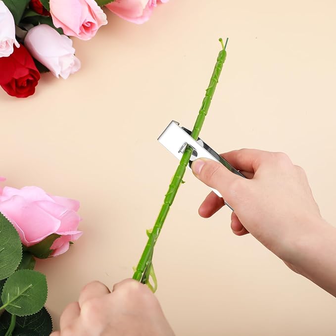 Gisafai Rose Thorn Stripper Tool Thorn Remover Leaf Stripping Tool Stem and Leaf Remover Metal Flower Stripper for Outdoor Gardening Flower Arrangement Florist Supplies(1 Pcs,Silver)