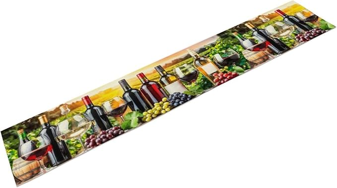 Red Wine Retro Table Runner, Table Dresser Runner, Kitchen Dining Table Runners for Indoor Outdoor Holiday Decor 13x108 in