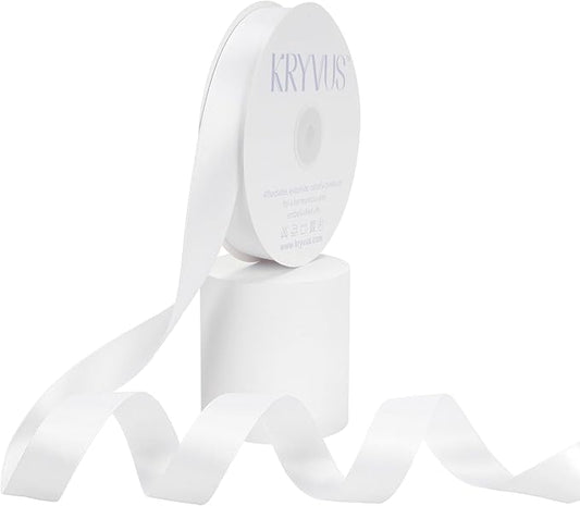 Double Faced White Satin Ribbon, 7/8 Inch X 50 Yards Polyester Ribbon for Gift Package Wrapping, Crafts, Bow Making, Sewing, Flower Bouquet, Wedding Party Decor