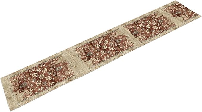 Vintage Persian Table Runner, Boho Ornate Medallion Rust Flower Oriental Style Table Runner for Kitchen Dining Indoor Outdoor Home Party Decor, 13x36 Inch