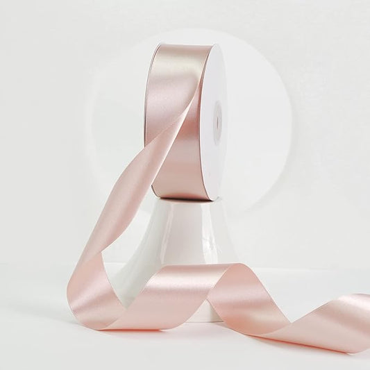 MEEDEE Rose Gold Satin Ribbon 1-1/2 Inch Rose Gold Ribbon Lux Double Faced Satin Ribbons by 50 Yards Polyester Satin Ribbons for Crafts, Wedding, Flower Bouquet, Holiday Decorating