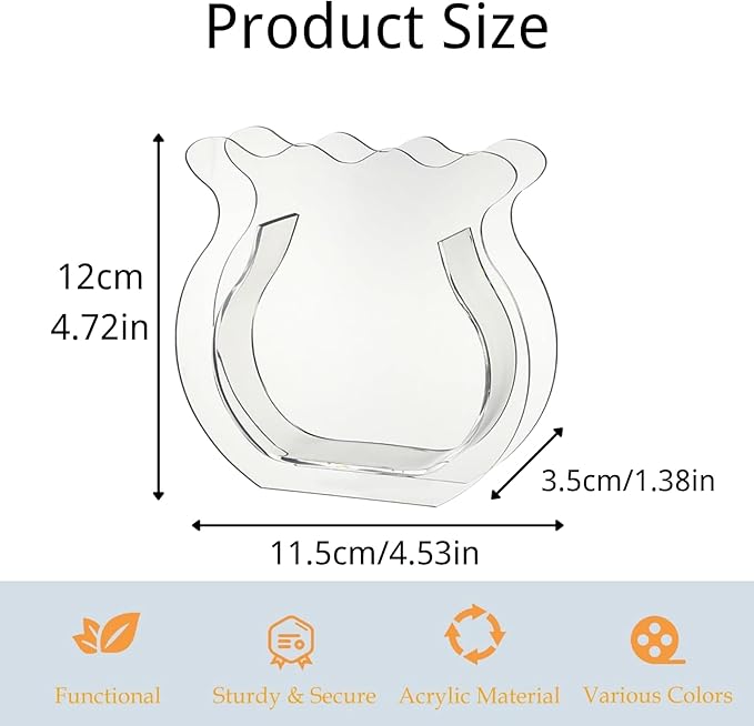 Mini Acrylic Fish Bowl Flower Vase for Small Fish or Plant, Clear Dual-Use Decorative Vase for Desk or Shelf, Compact Modern Bud Design Tabletop Décor (Transparent, Mini)