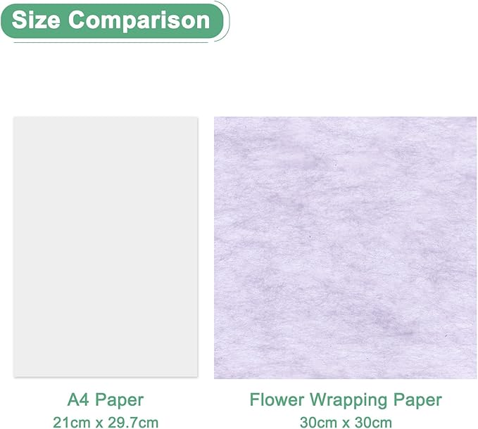 M METERXITY 228-Sheet Korean Cotton Wrapping Flower Paper, Waterproof Floral Wrapping Paper for Bouquets/Gift Packaging [White, Beige, Orange Pink, Sky Blue, Light Purple, Bright Beige]