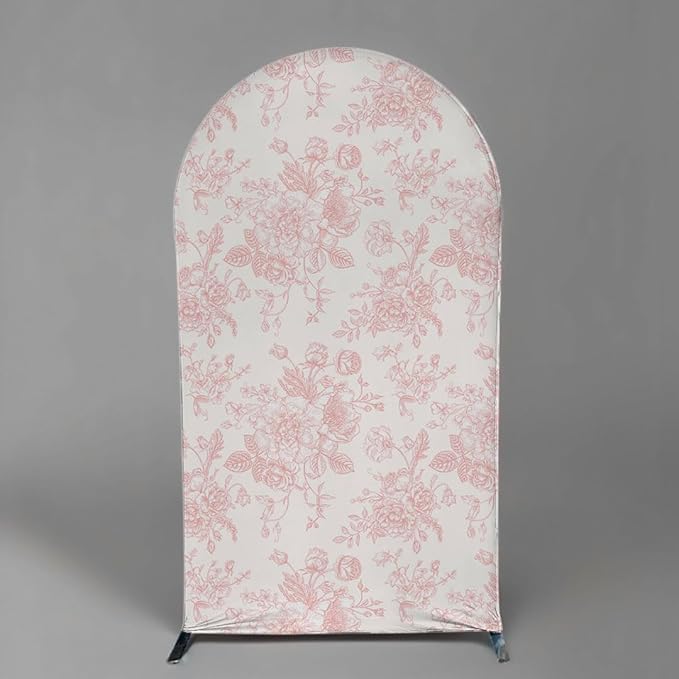 Arch Backdrop Cover Baby in Bloom Baby Shower Arch Stand Spandex Fabric Cover Blue Flowers Floral Pink Bows Girls Birthday Party Baptism Decorations (3X5ft,G-4032)