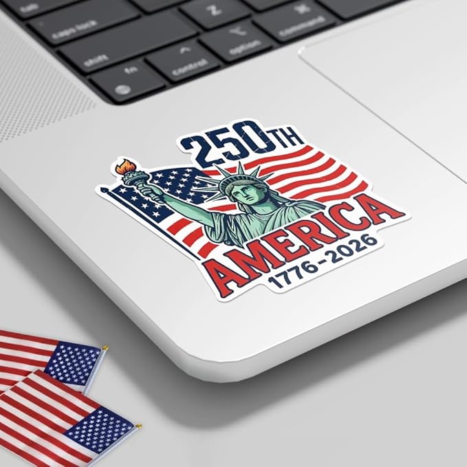 HANDICHI Design 5 Pack 2 Inch America 250th Anniversary Stickers (1776–2026), Patriotic Statue of Liberty & USA Flag Vinyl Decals