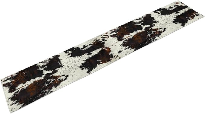 Cow Print Table Runner, Black White Cowhide Print Western Style Table Runner Country Farmhouse Cottage Cow Patten Table Decoration for Home Kitchen Dining, 13x36 Inch