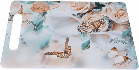Butterfly Bouquet Cutting Boards Yellow Roses White Calla Lilies Cutting Boards Kitchen Chopping Board with Handles Non Slip Plastic 16 x 10 x 0.24 Inch