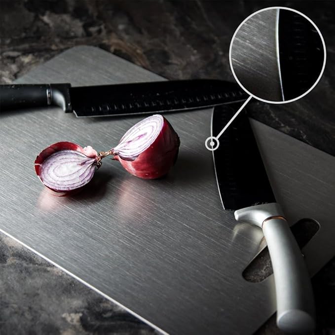 Titanium Cutting Board - 2025 New Upgrade 100% Pure Titanium Cutting Boards For Kitchen, 1 Pack Double-sided food-grade Cutting Board For Cutting Meats, Fruits And Vegetables (18"L x 12"W)