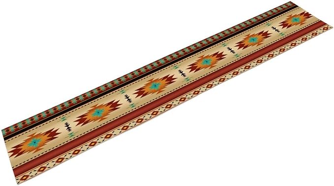 Aztec Southwest Table Runner, Ethnic Style Geometric Triditional Kitchen Table Runners Table Setting Decor for Garden Farmhouse Wedding Party Holiday Dinner Home, 13x90 Inch