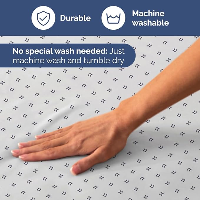 Blue Dot Pattern Sheets - 1 Flat & 1 Fitted Sheet & 2 Pillowcases w/ Deep Pockets - Spot Print Bedding - Wrinkle & Fade Resistant - Soft, Breathable & Cooling - Comfy, Luxury Bedding - Queen Size
