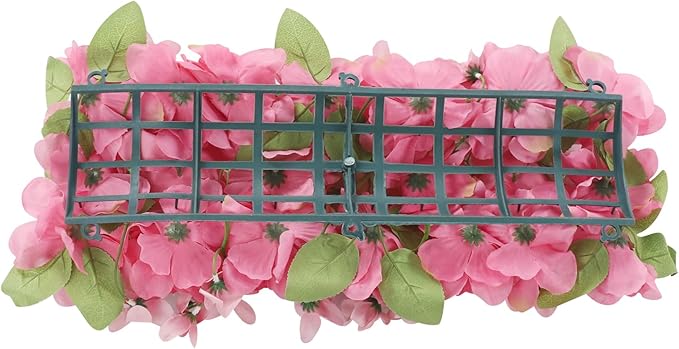 Flower Wall Panel Backdrop, 6pcs 20 X 8 Inch Artificial Floral Panels, Dahlia + Peony + Rose, 3D Fake Silk Flower Backdrop for Wedding Party Dining Table Centerpiece Decorations (Purple and Pink)