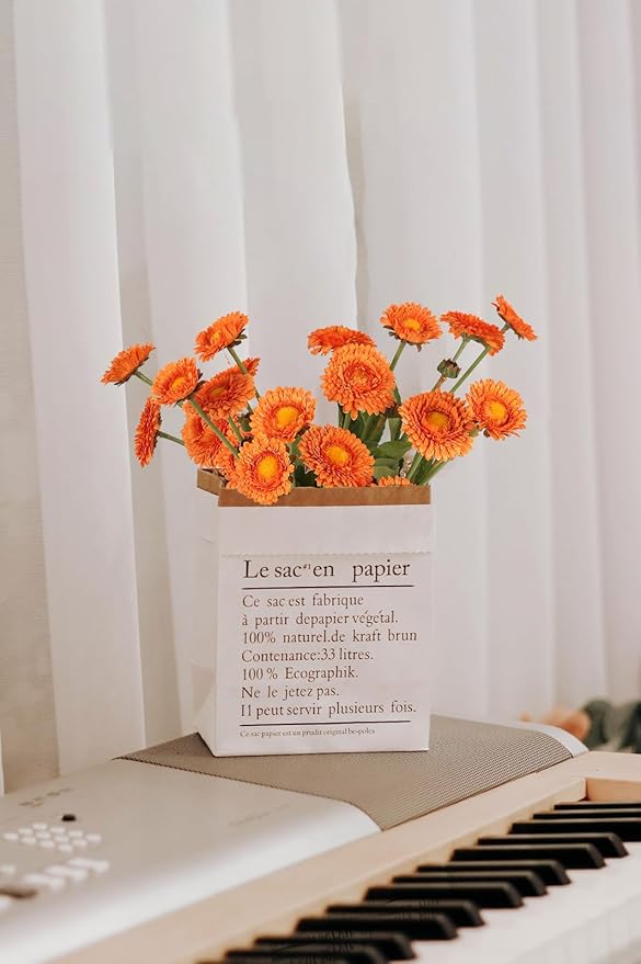 Orange Artificial Daisy Flowers 8pcs Fake Calendula Flowers Silk Chrysanthemums with Stems for Wedding Home Kitchen Party Kitchen Indoor Decoration(Orange)