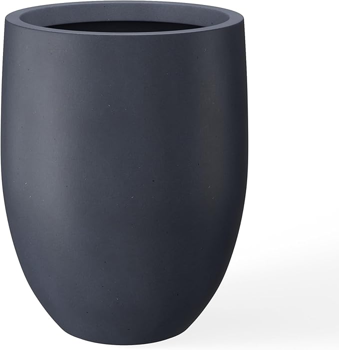 Kante 21.7" H Dark Gray Concrete Tall Planter, Large Outdoor Indoor Decorative Pot with Drainage Hole and Rubber Plug, Modern Round Style for Home and Garden