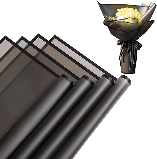 HYSSINOWRAP 20 sheet .flower wrapping paper.Flower packaging bouquet wrapping paper.KoreanFlorist Supplies, 22.8 * 22.8 inches (BLACK)