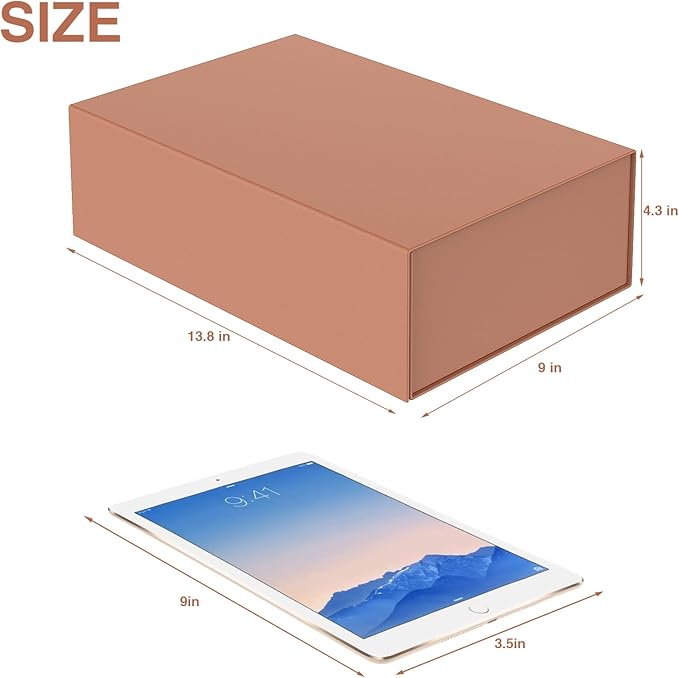 Luxury Large Gift Box 13.8"x9"x4.3" Storage Box Ribbon Magnetic Closure for Luxury Packaging Box for Mother's Day, Birthdays, Bridal Gifts,Weddings