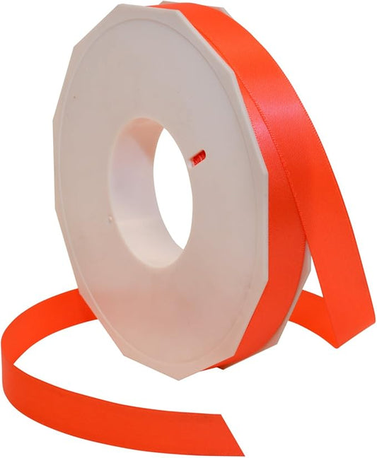 Morex Ribbon Neon Brights Satin, 5/8-inch by 50-Yard, Neon Orange, Silk Ribbons for Gift Wrapping, Birthday Gifts, Satin Dress for Women, Crafts, Wedding