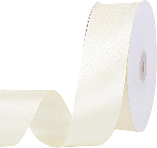 Ivory Satin Ribbon 1 1/2 Inch 60 Yards Cream Ribbon for Wedding Gift Wrapping Hair Bows Crafts Home Decor Flower Bouquet Christmas Decorations