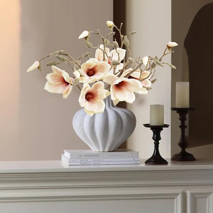 Artificial Flowers,24Pcs 13.5inch White Tulips Fake Flowers,Real Touch Faux Flowers, Spring Décor Fake Tulips for Wedding Kitchen Shop Office Home Décor (3, Pink Magnolia)