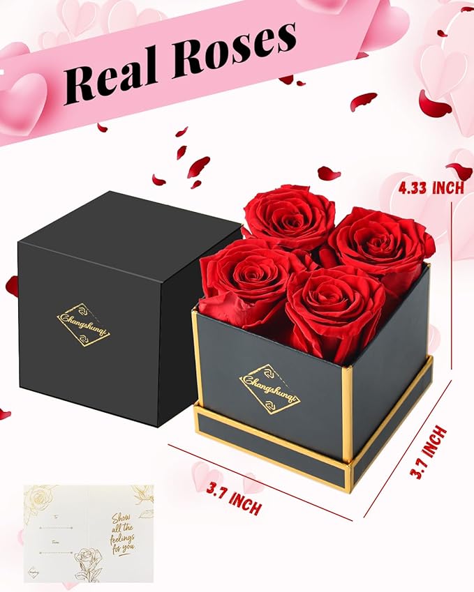 Changshunqi Forever Flowers, Preserved Roses in a Box, Eternal Rose Flowers for Delivery, Forever Preserved Roses Gifts for Her Women Wife Christmas Birthday Mothers Flower for Mom Womens Girlfriend