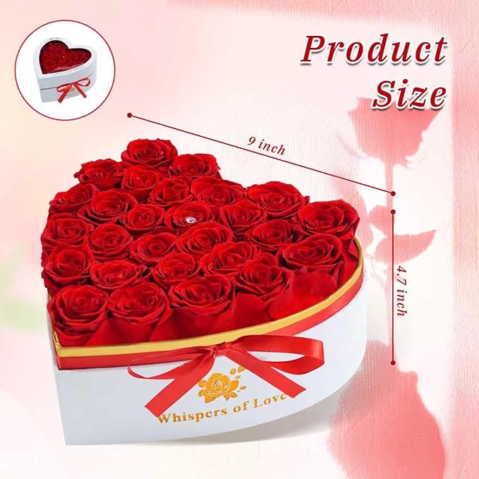 Luxury Preserved Roses – Forever Real Roses Flowers for Delivery in a White Box, Preserved Flowers Birthday Gifts for Women Mom Wife, Ideal for Anniversary (Red 27 Roses, 27 Roses)