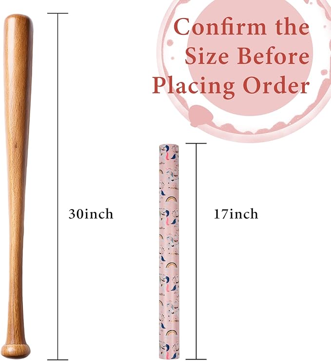 MAYPLUSS Christmas Wrapping Paper Roll - 17 Inch X 33 Feet - Fairytale Christmas Baby Pink Unicorn, Snow, Santa Claus, Rainbow Design Girl Holiday Winter Gift Wrap for Baby Shower, Party & Wedding