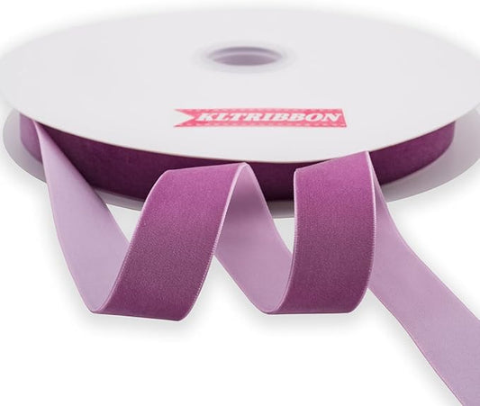 Nylon Velvet Ribbon Single Faced,1 Inch X 25Yards Spool (Purple)
