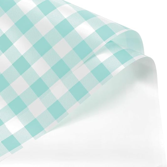 MECCANIXITY Flower Wrapping Paper Waterproof Floral Wrap Plaid Pale Blue Gift Packaging 22.8 x 22.8 Inch Used for DIY Crafts Bouquet Packaging 10 Pcs