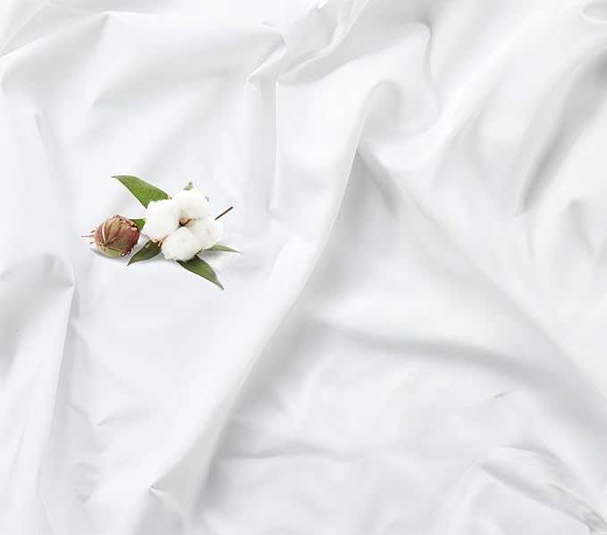 RUVANTI 100% Organic Cotton Sheets Queen Size, Percale Weave, GOTS Certified, 4-Piece Set, Deep Pocket 15", Crisp & Breathable, Soft Durable Bedding, Sábanas Algodón Orgánico – Bright White