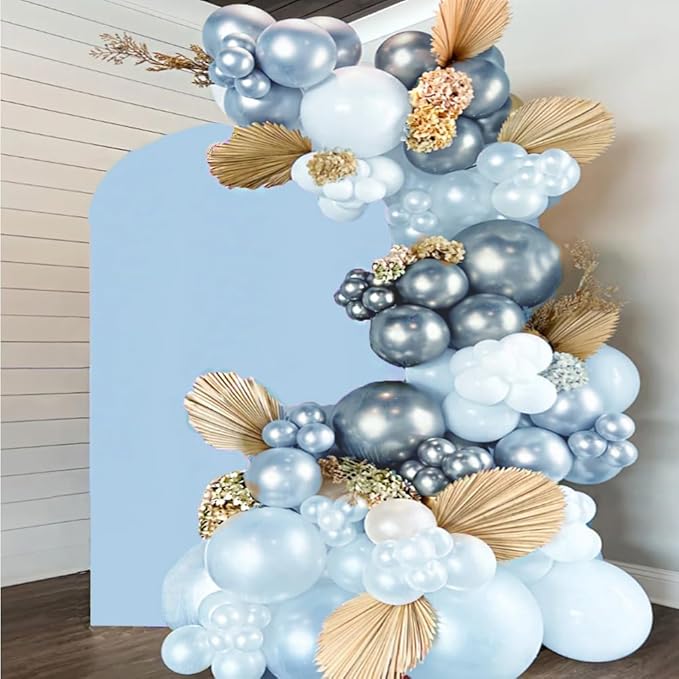 7.2 FT Arch Backdrop Cover, JFDYDM Baby Blue Wedding Arch Cover 7.2 FT, Baby Blue Chiara Backdrop Cover for Party Baby Shower Proposal Birthday