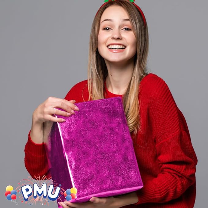 PMU (2 Gift Wrap Mylar Roll Metallic Magenta 2-sided, 24 Inches X 8.3 Ft Roll 1.4 Mil Highly Reflective Mylar Film, Great for Gifts, Birthdays, Christmas, Baskets, Arts & Crafts