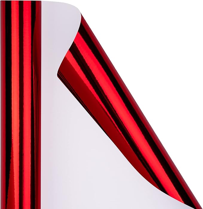 RUSPEPA Red Metallic Wrapping Paper - 81.5 Sq Ft - Solid Color Paper Perfect for Wedding,Birthday,Christmas,Baby Show - 30 inches x 32.8 feet