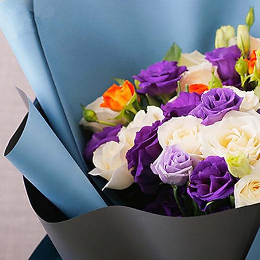 BBJ WRAPS Double Color Flower Wrapping Paper Waterproof Florist Bouquet Packaging Wraps 20 Sheets 23.6x23.6 Inch (Mist Blue)