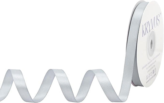 Silver Gray Satin Ribbon, Double Faced 3/8 Inch X 25 Yards Silver Gray Ribbon, Premium Satin Ribbon for Gift Wrapping, Crafts, Hair Bow Making, Sewing, Flower Bouquet, Wedding Party Decor