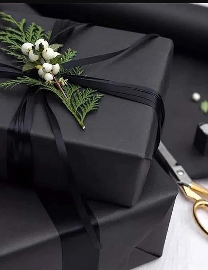 Kraft Paper Roll 24" x 98ft, Black Craft Paper 80GMS for Gift Package/Bouquet Flower Wrapping/Kids Arts Drawing/Bulletin Board/DIY/Box Moving Filler/Shipping Supplies/Table Cover, Unwaxed & Uncoated