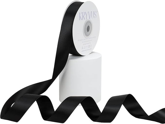 Black Satin Ribbon, Double Faced 7/8 Inch X 25 Yards Black Ribbon, Premium Satin Ribbon for Gift Wrapping, Crafts, Hair Bow Making, Sewing, Flower Bouquet, Wedding Party Decor
