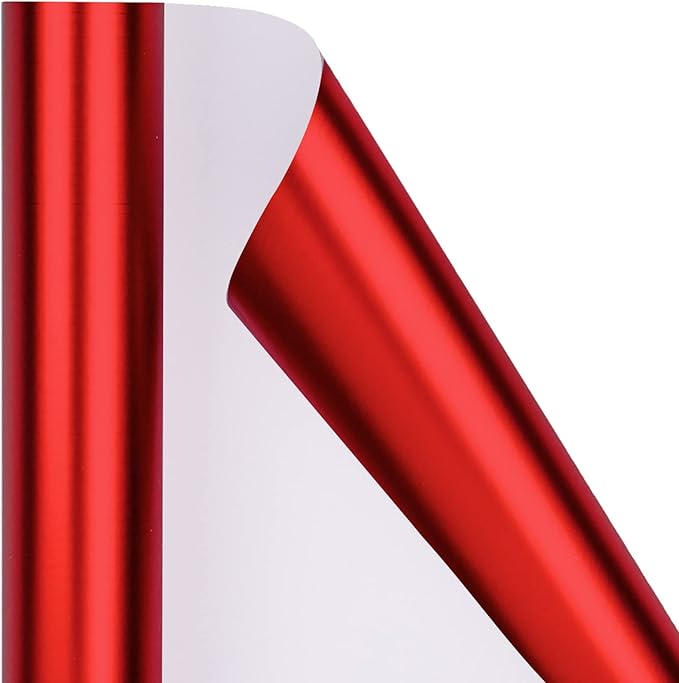 RUSPEPA Red Metallic Wrapping Paper - Solid Color Matte Gift Wrap Paper Jumbo Roll Perfect for Valentine's Day Gifts, Wedding, Birthday, Christmas, Baby Shower, Anniversaries - 30 Inches x 100 Feet