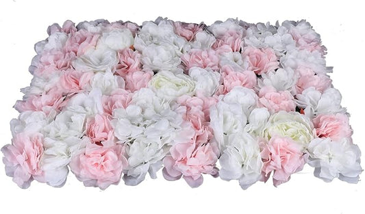 12 Pcs Artificial Flower Wall Panels 60x40cm 3D Flower Background for Wall, Wedding Flower Decorations Wall Silk Rose Panels for Candy Wall, Photo Areas, Stage Background Wall, 24 x16inch