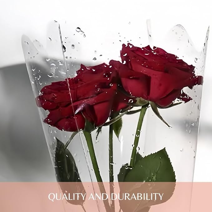 BBJ WRAPS Clear Flower Bags For Bouquets Waterproof And Durable Bouquet Sleeves For Florists, Flower Cellophane Bags For Florist Arrangements Supplies, 9x2.6x16 Inch, 100 Counts（S