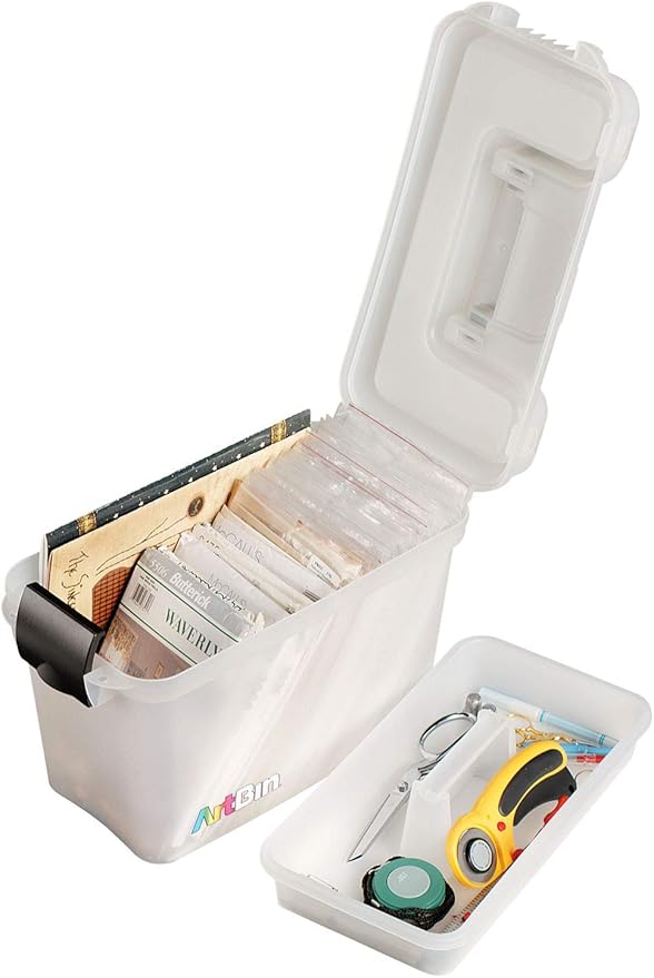 ArtBin 8408AB Sidekick Carrying Case, Portable Art & Craft Organizer with Handle, [1] Plastic Storage Case, Translucent, 8408AB