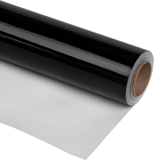 RUSPEPA Black Metallic Wrapping Paper - Solid Color Paper Perfect for Wedding, Birthday, Christmas, Baby Shower - 17 Inches X 32.8 Feet