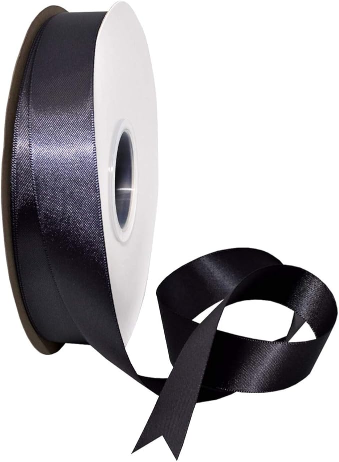 Morex Ribbon Double Face Satin Ribbon 7/8" X 50 YD Charcoal Ribbon for Gift Wrapping, Birthday Gift Cards, Satin Dress for Women, Silk Ribbons for Crafts, Wedding Gifts for Couple