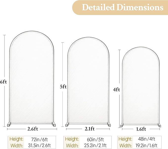 Boho Arch Backdrop Cover 6FT 5FT 4FT Stretchy Wedding Arch Covers Set of 3 Spandex Fitted Sage Green Light Green Cream Fabric Backdrop Cover for Party Baby Shower Birthday Decoration